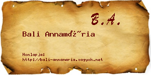 Bali Annamária névjegykártya